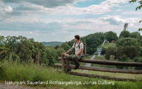 Kurze Pause an der Mattenschanze in Meinerzhagen uf dem Sauerland-Höhenflug